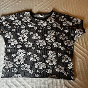 Cynthia Rowley Monochrome Floral Knit Top